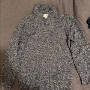 J Crew Heather Gray Quarter-Zip Knit Sweater